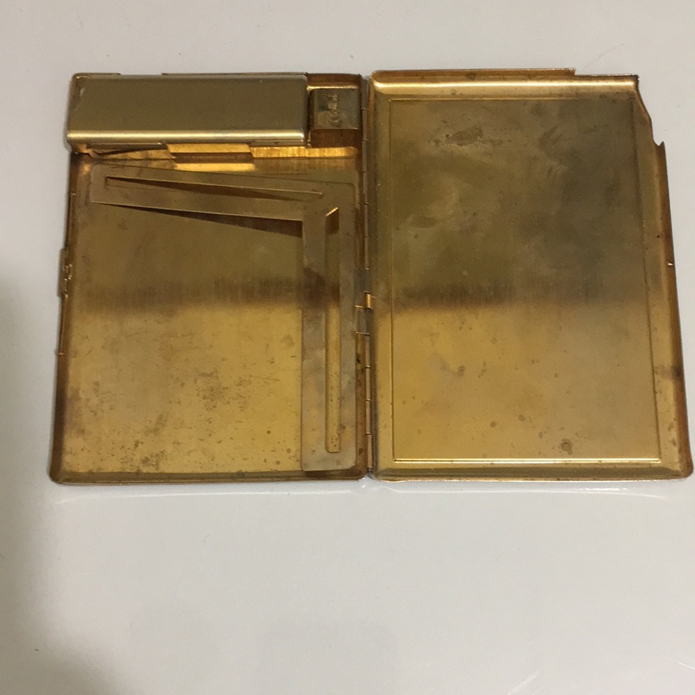 Colibri Lighter and Cigarette Case, Gold Tone w Mother of Pearl Setting, VTG - Picture 6 of 16